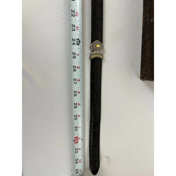 Brighton Reversible Belt Women's Brown/Black Croc Leather Gold Metal Buckle 30 - Picture 6 of 7